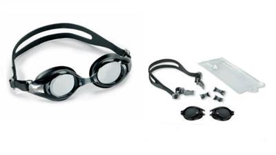 Kit deluxe ANTIABURIRE ochelari de inot cu dioptrii pentru adulti - Black